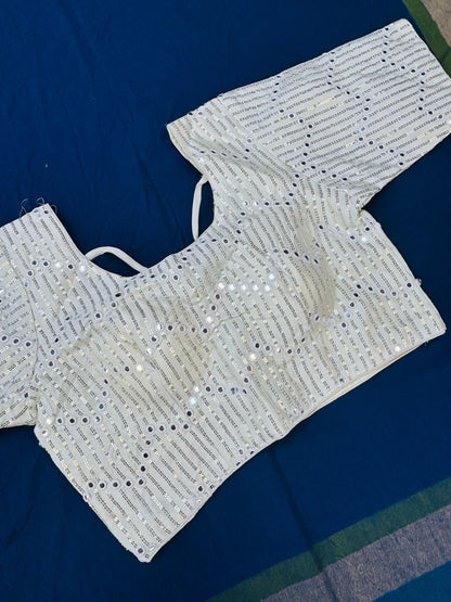 White blouse with mirror work