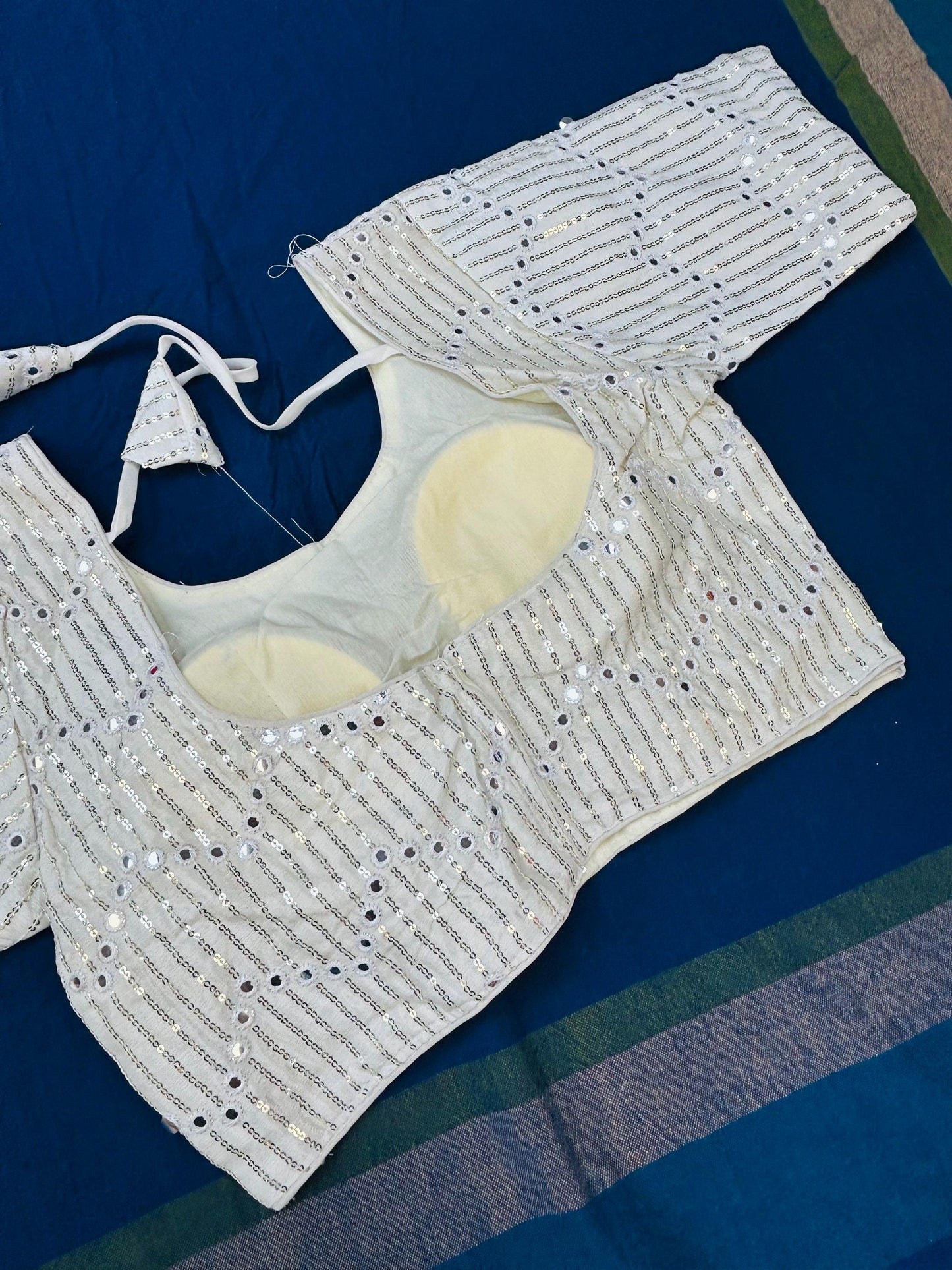 White blouse with mirror work