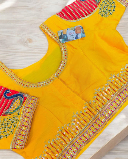 Silk heavy party wear blouse - Kurti Connection USA