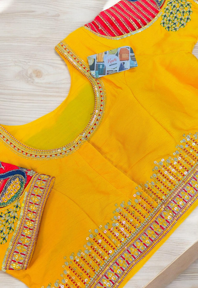 Silk heavy party wear blouse - Kurti Connection USA