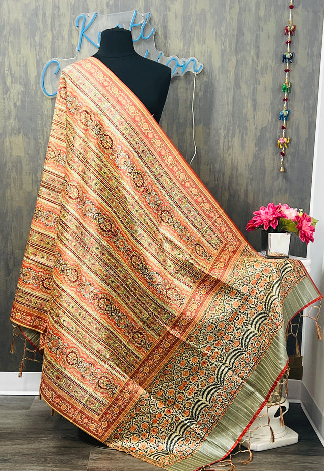 Digital print silk dupatta - Kurti Connection USA
