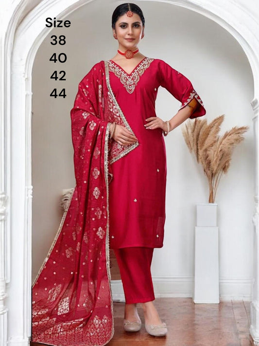 Silk party wear Suit / comes with pant and dupatta