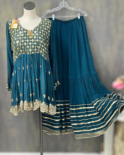 pure georgette sharara set - Kurti Connection USA