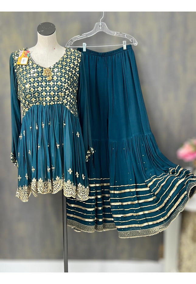 pure georgette sharara set - Kurti Connection USA