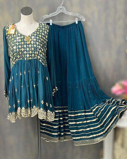 pure georgette sharara set - Kurti Connection USA