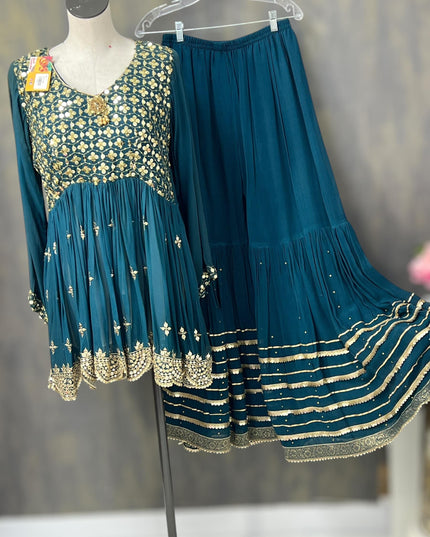 pure georgette sharara set - Kurti Connection USA