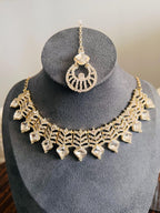 Kundan Necklace Set Gold Plated | Indian Bridal Polki Jewelry | Wedding Necklace Earrings & Maang Tikka | Ethnic Festive Jewelry by Etsy