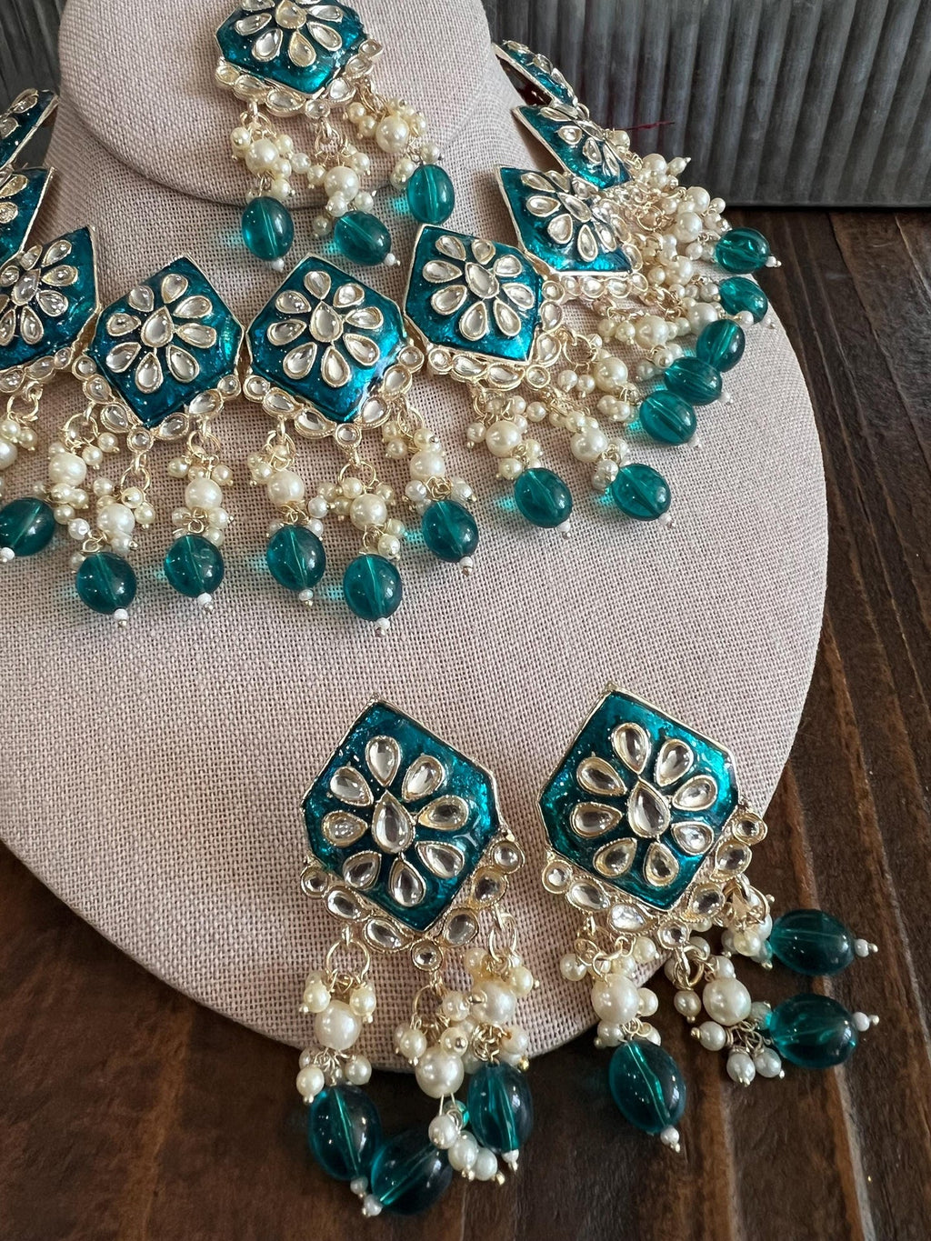 Kundan Necklace Set Gold Plated | Indian Bridal Polki Jewelry | Wedding Necklace Earrings & Maang Tikka | Ethnic Festive Jewelry by Etsy