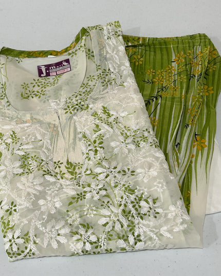 Chikankari short kurti with spaghetti inner | georgette top