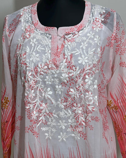 Chikankari short kurti with spaghetti inner | georgette top