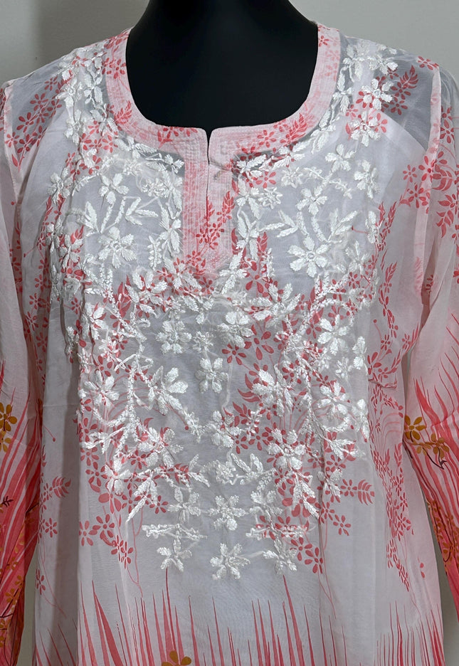Chikankari short kurti with spaghetti inner | georgette top