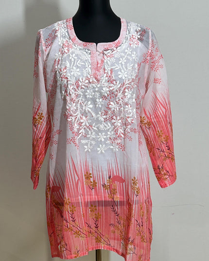 Chikankari short kurti with spaghetti inner | georgette top