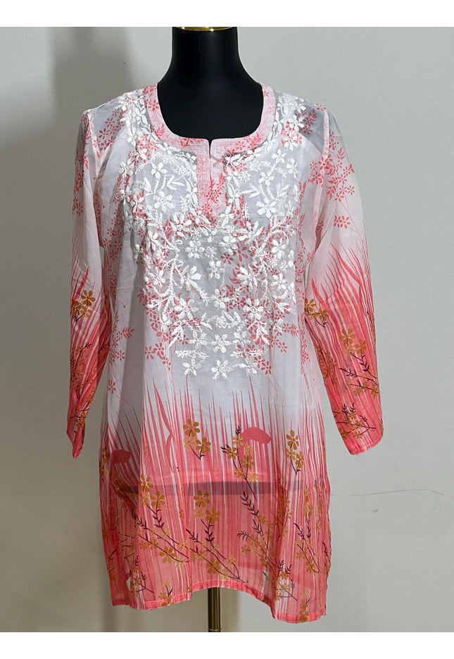 Chikankari short kurti with spaghetti inner | georgette top