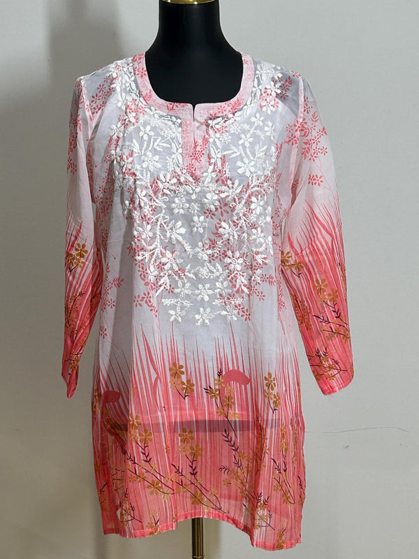 Chikankari short kurti with spaghetti inner | georgette top