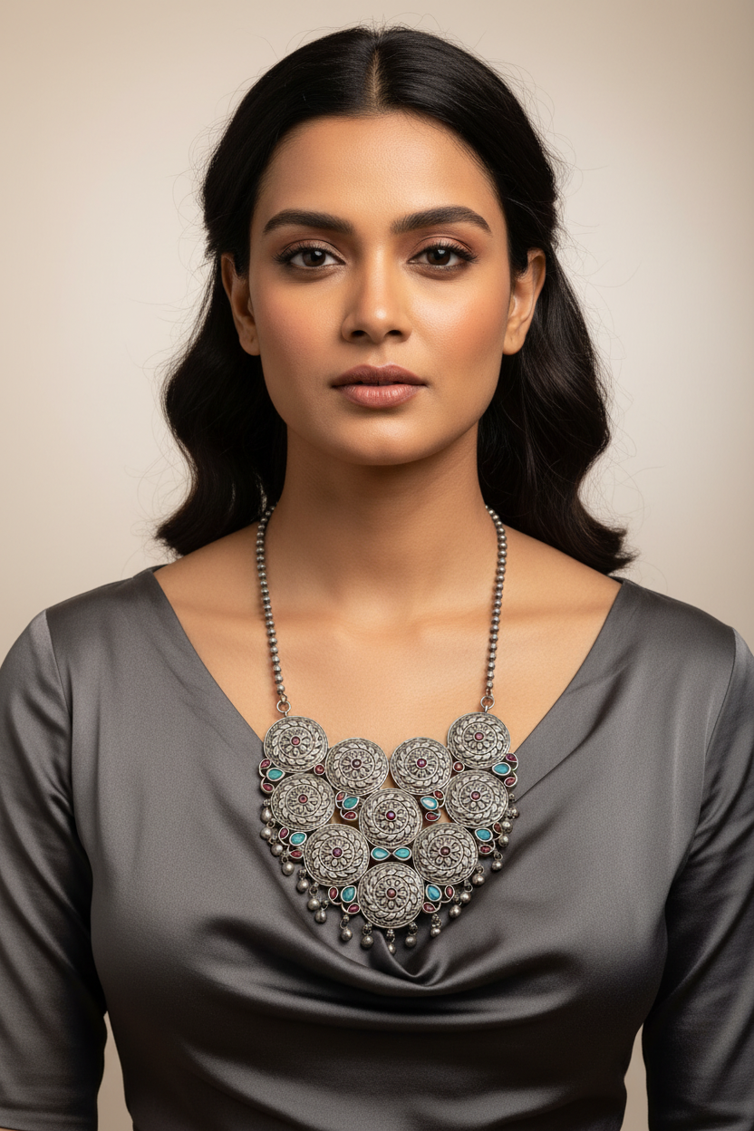Banjara necklace | oxidized silver jewelry by Kurti Connection USA