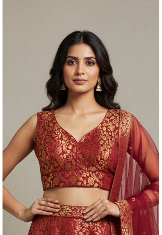 Maroon brocade blouse