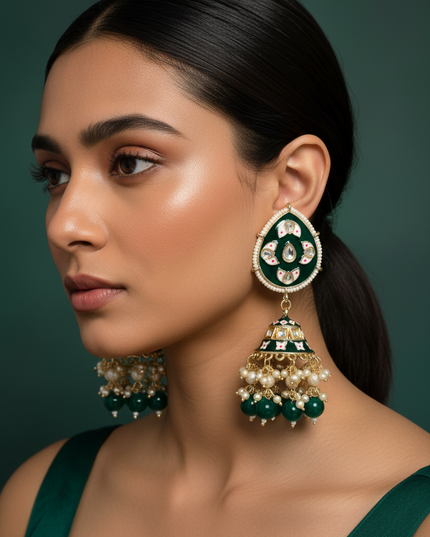 Meenakari jhumki earrings