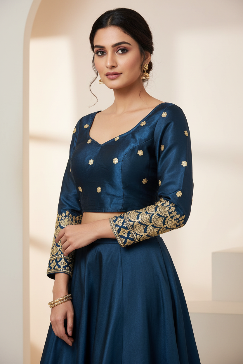 BN4848 Long sleeves Silk blouses by Kurti Connection USA