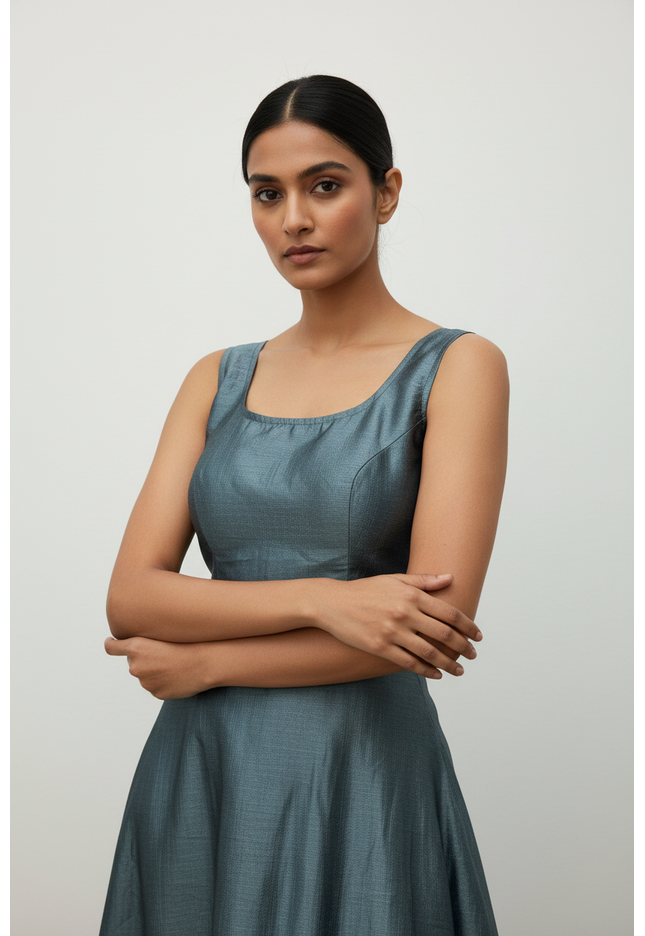 Grey raw silk blouse