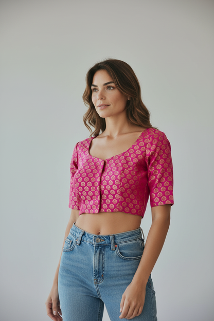 Dark pink blouse by Kurti Connection USA