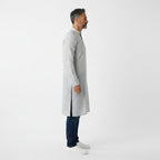 Kurti Connection USA men's light grey kurta shirt with subtle geometric pattern and mandarin collar.