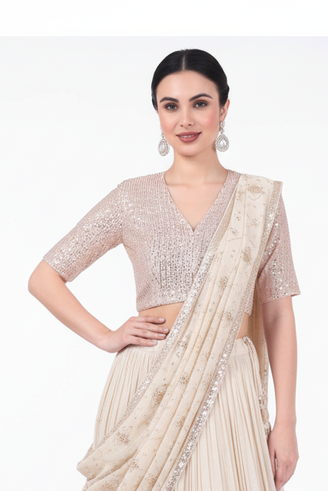 Light gold blouse modeling photo