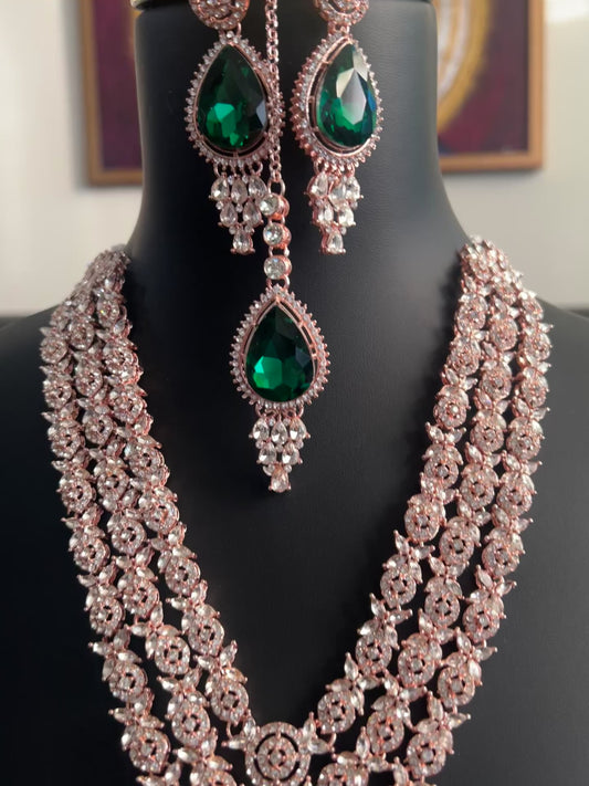 Royal look rose gold finish necklace set