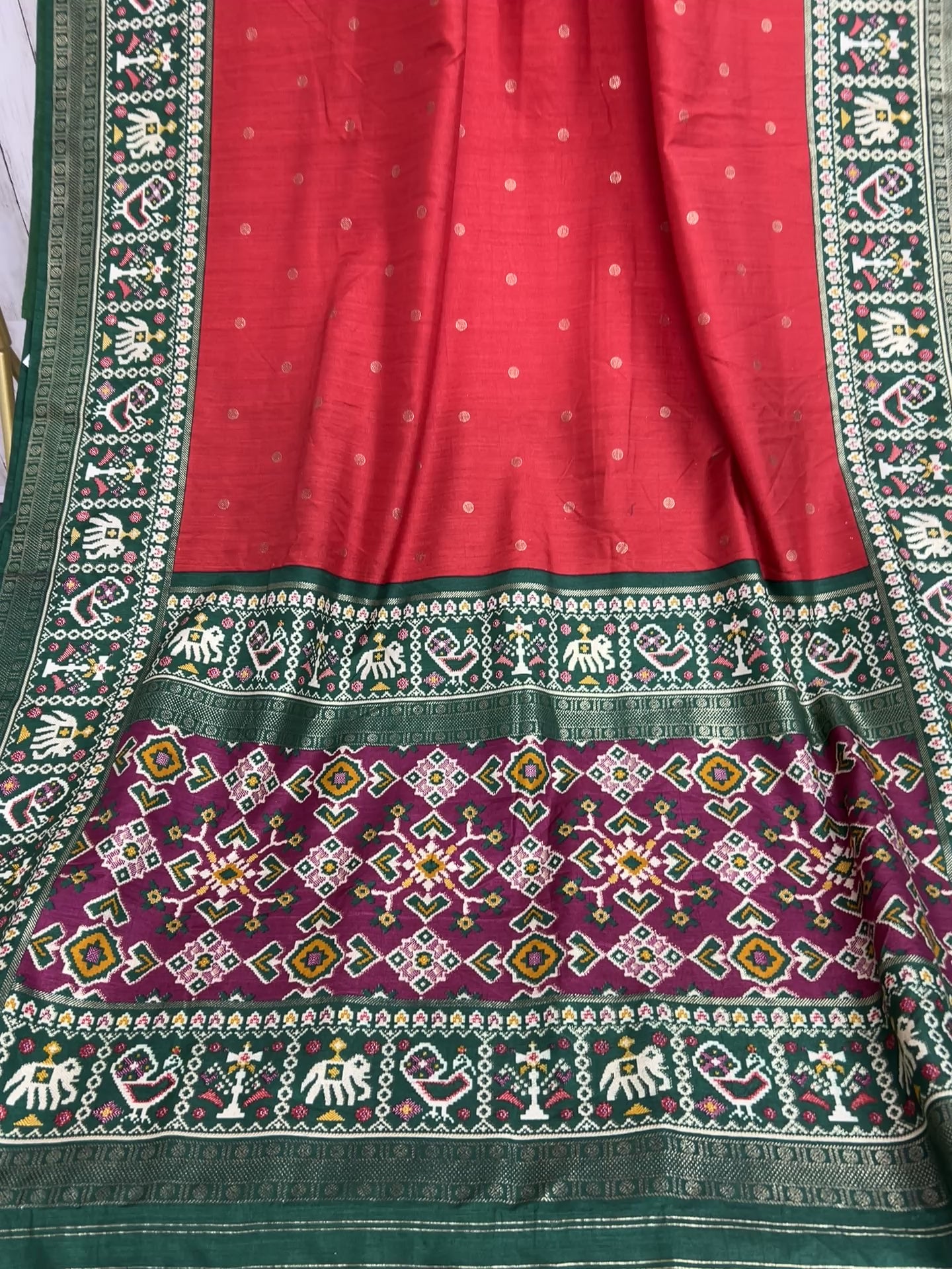 Red-green Dola silk saree