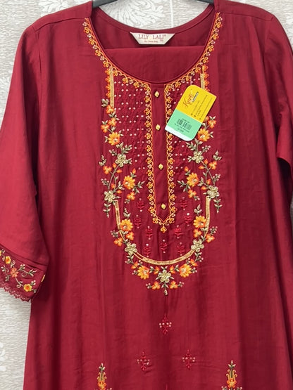 Linen silk Kurti set with banarasi dupatta