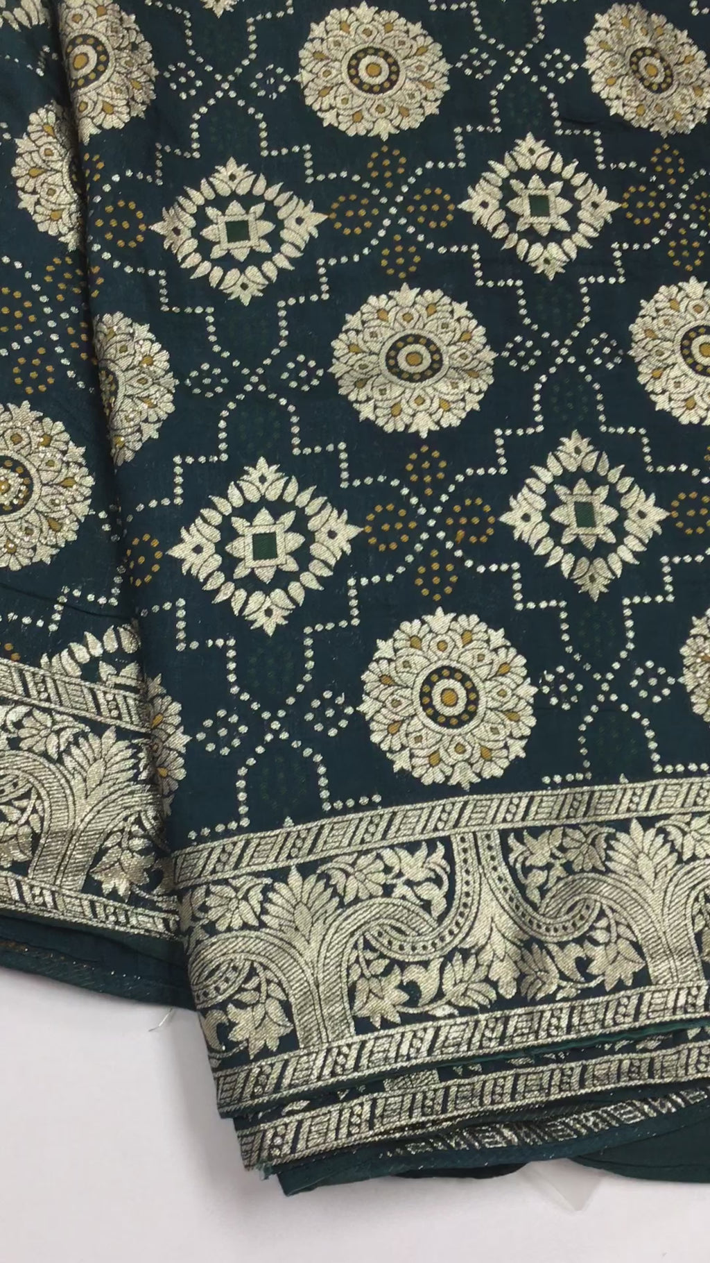 Teal blue Bandhani saree