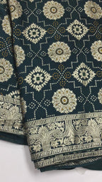 Teal blue Bandhani saree