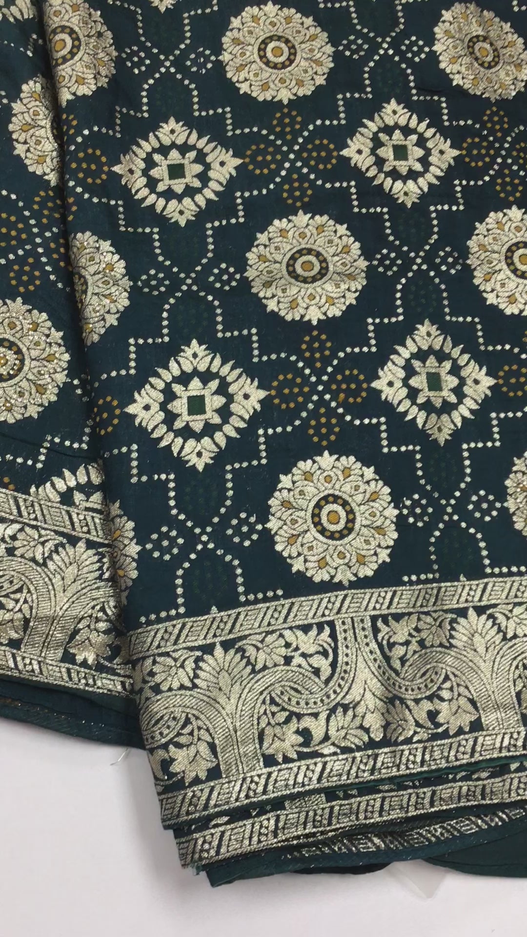 Teal blue Bandhani saree