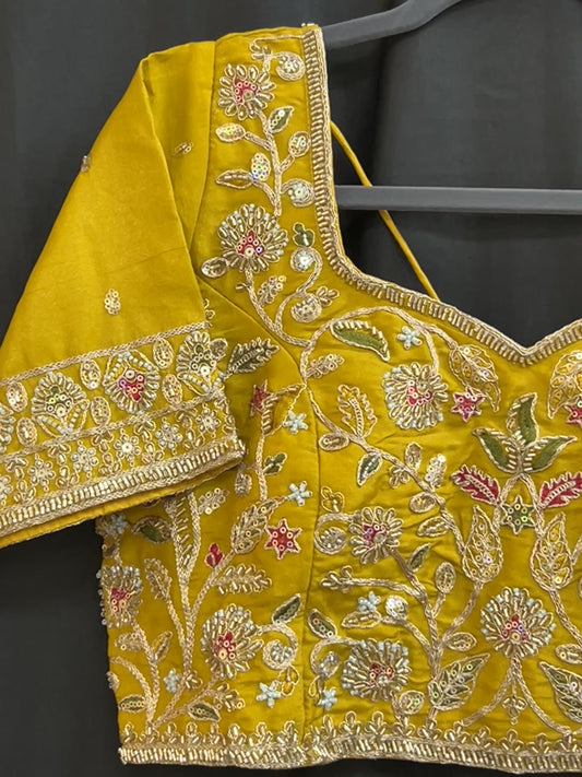 Hand embroidered blouse | tissue silk blouse with all over hand embroidery