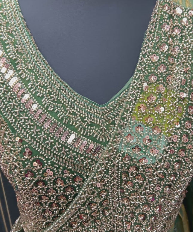 Readymade saree : pre pleated tissue silk saree