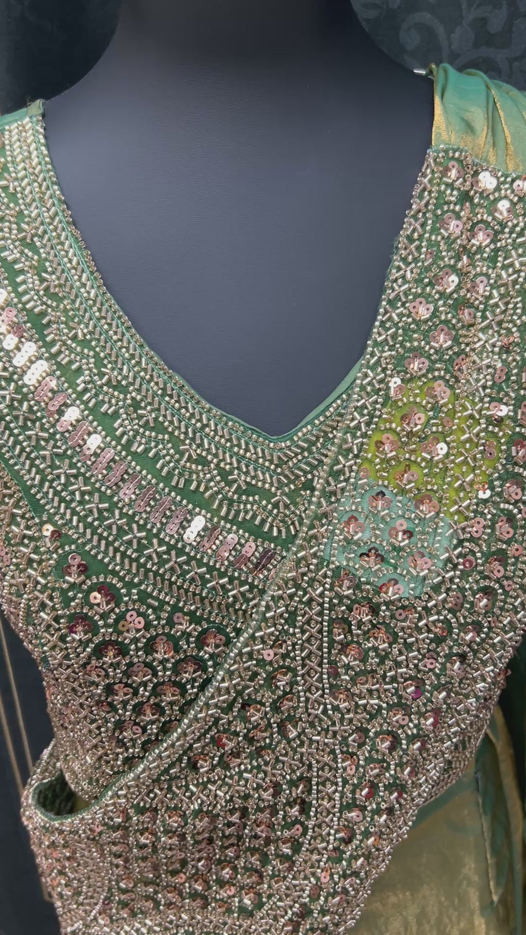 Readymade saree : pre pleated tissue silk saree