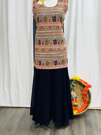 Heavy embroidery work sharara suit