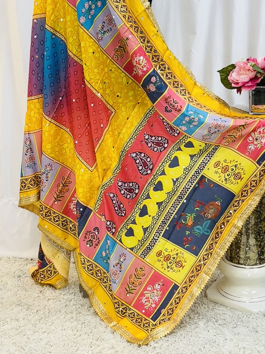 Multi color soft silk dupatta