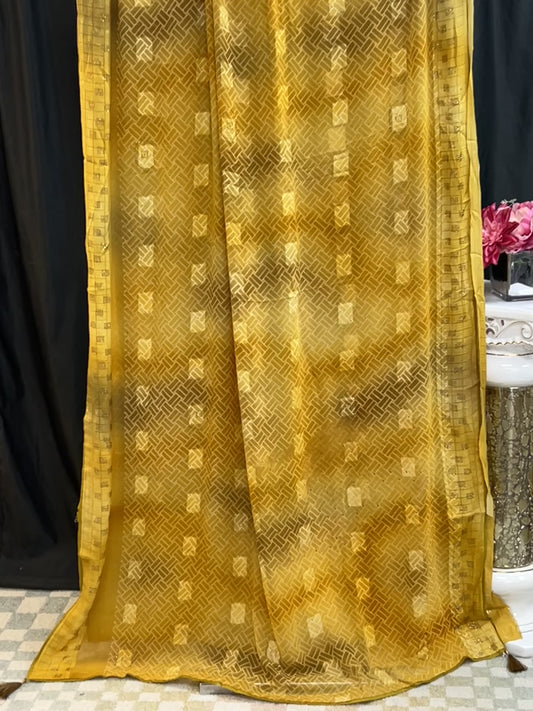 Chiffon saree with stone work