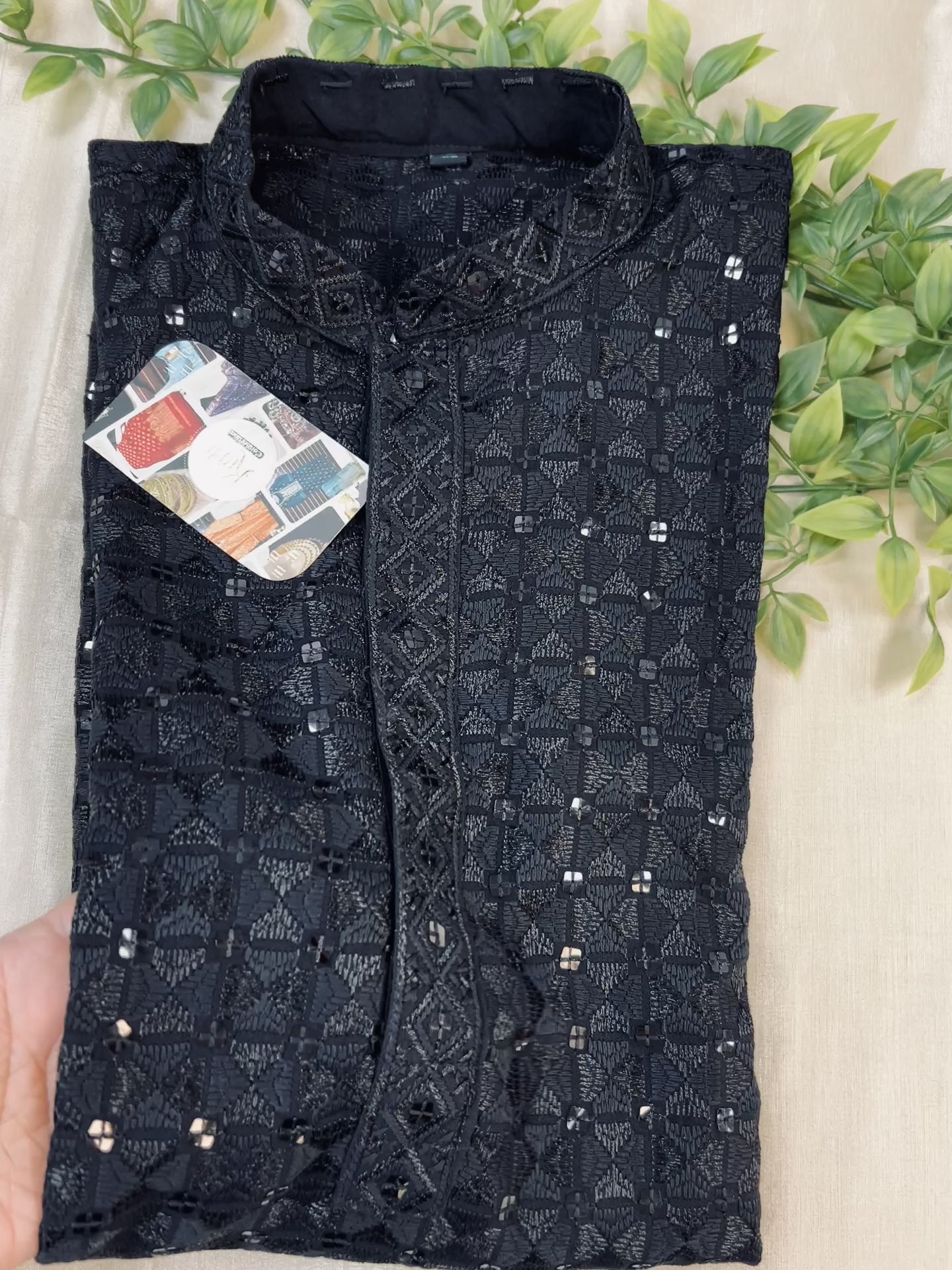 Black sequin kurta | short kurta