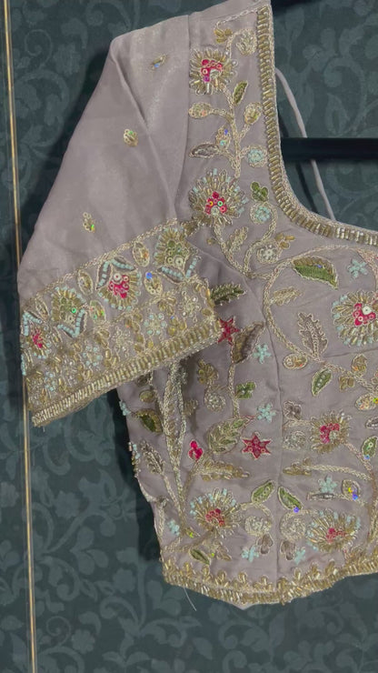 Tissue silk blouse | readymade blouse : onion pink blouse