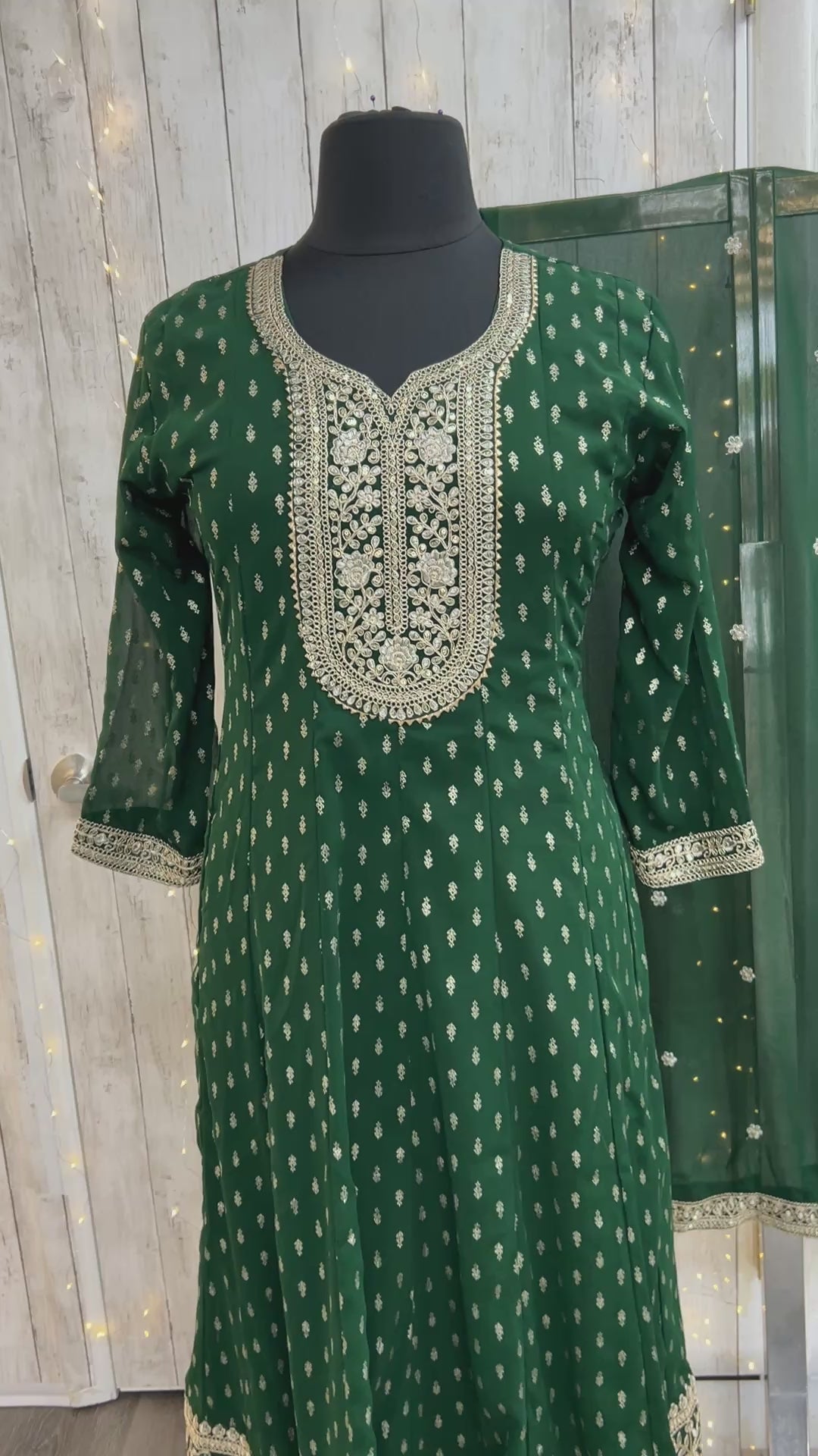 Emerald green Anarkali suit : for wedding guests